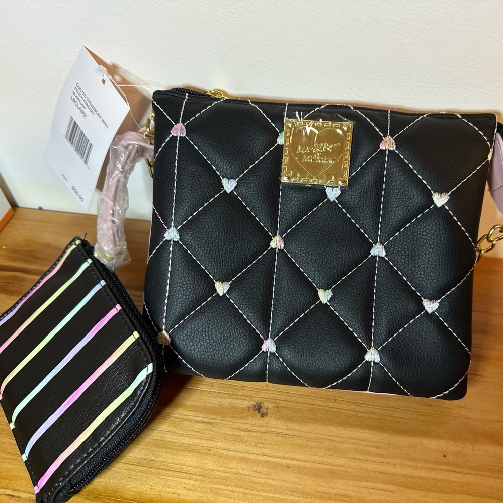 Wonderful luv betsey by betsey johnson Quilted Crossbody With Pouch Hang off.